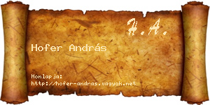 Hofer András névjegykártya